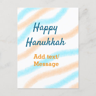 Cartão Postal Aqua laranja feliz Hanukkah adiciona mensagem de t