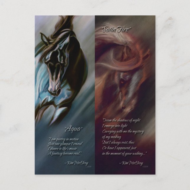 Cartão Postal Aqua & Satin Fire Bookmarks de Kim McElroy (Frente)