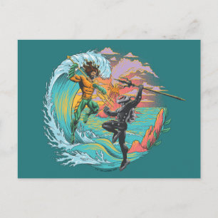 Cartão Postal Aquaman & Black Manta Onda de Maré