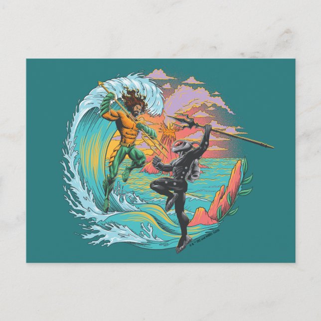 Cartão Postal Aquaman & Black Manta Tidal Wave (Frente)