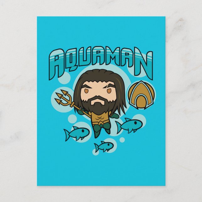Cartão Postal Aquaman | Chibi Aquaman Undersea Graphic (Frente)