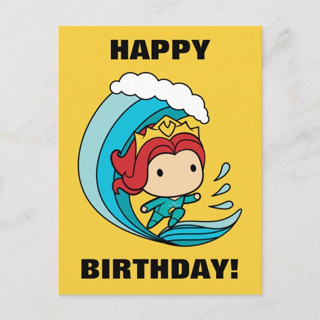 Cartão Postal Aquaman | Chibi Mera Riding Wave Graphic (Frente)
