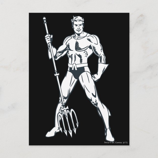 Cartão Postal Aquaman com Pitchfork BW (Frente)