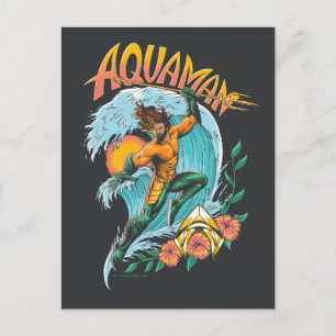 Cartão Postal Aquaman e Tridente Gráfico de Surf Crescente