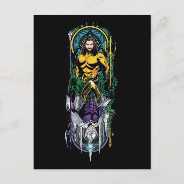 Cartão Postal Aquaman | Painel Orin & Orm Reversible Art Nouveau (Frente)