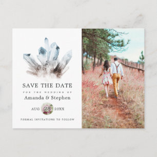 Cartão Postal Aquamarine Cristal Casamento Save the Date