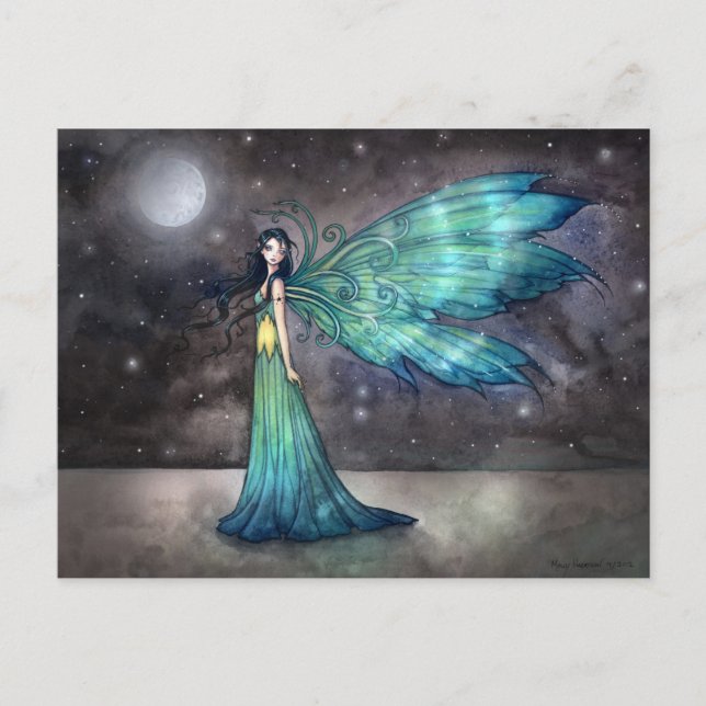 Cartão Postal Aquamarine Eve Celestial Faerie Fairy Fantasy Art (Frente)