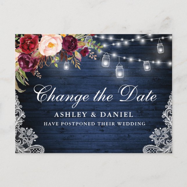 Cartão Postal Aquarela Azul Floral Torres De Madeira Alteram A D (Frente)