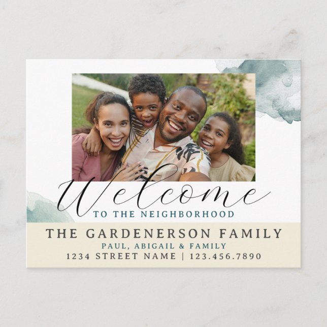 Cartão Postal Aquarela Bem-vindo ao Bairro  (Frente)