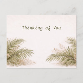Cartão Postal Aquarela Botânica de Palmeira Tropical Neutra Suav