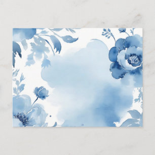 Cartão Postal Aquarela Botânica Moderna Azul Macio