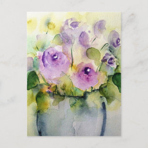 Cartão Postal Aquarela Buquê Roxo