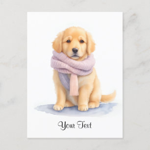 Cartão Postal Aquarela Cachorrinho Retriever Golden Personalizad