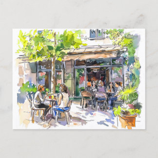 Cartão Postal Aquarela Café de Verão em Berlim Kreuzberg