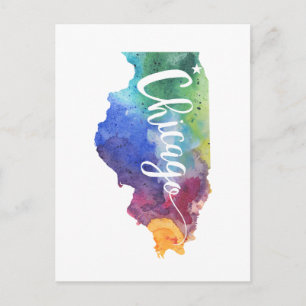 Cartão Postal Aquarela Chicago