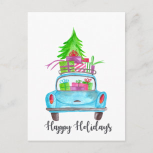 Cartão Postal Aquarela Clássica Feriados Feliz