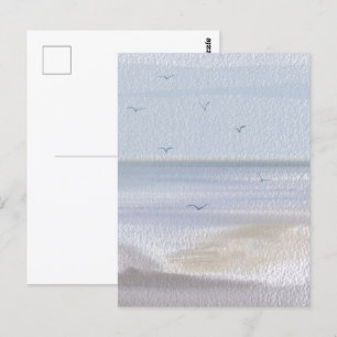 Cartão Postal Aquarela da Costa da Linha de Costa da Praia