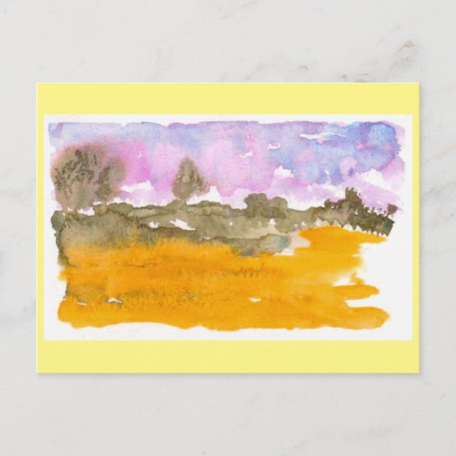 Cartão Postal Aquarela das Colinas de Areia de Nebraska (Frente)