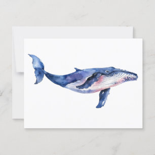 Cartão Postal Aquarela de baleia
