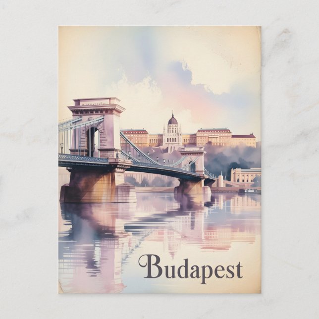 Cartão Postal Aquarela de Budapeste (Frente)