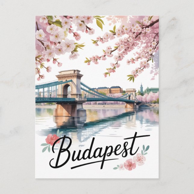 Cartão Postal Aquarela de Budapeste (Frente)