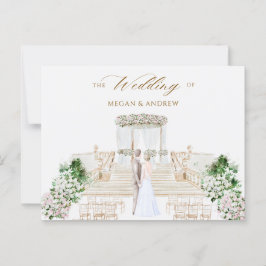 Cartão Postal Aquarela de casamento elegante estética