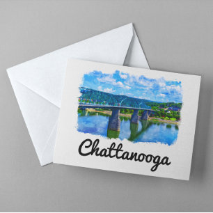 Cartão Postal Aquarela de Chattanooga Tennessee 