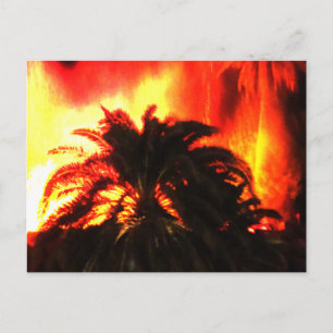 Cartão Postal Aquarela de Erupção de Vulcão