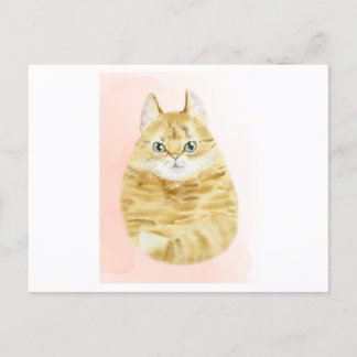 Cartão Postal Aquarela de gato