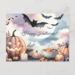 Cartão Postal Aquarela de Halloween