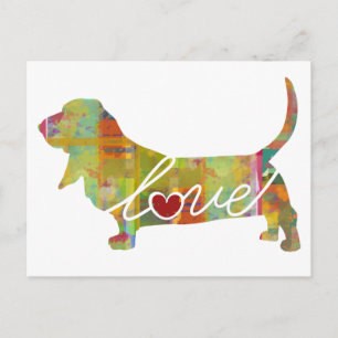 Cartão Postal Aquarela de Hound Basset
