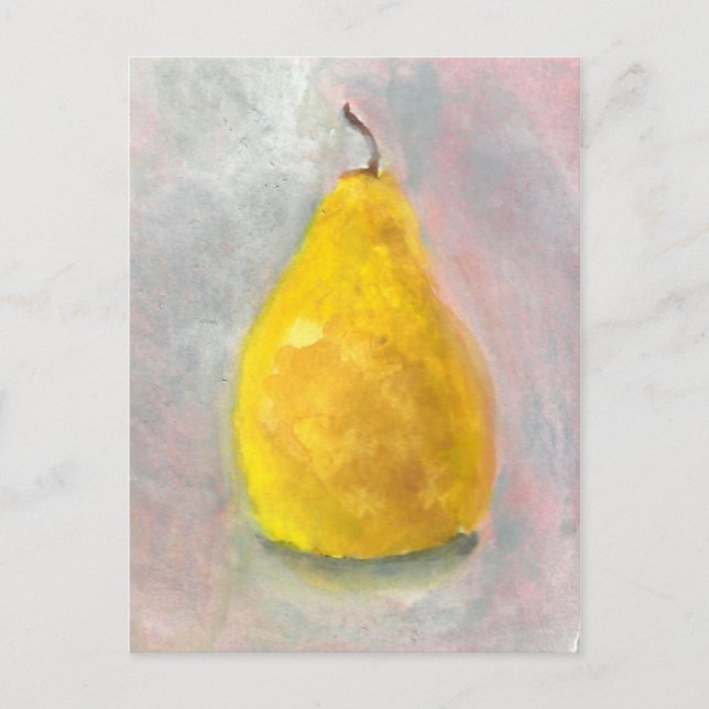 Cartão Postal Aquarela de Pear ouro com Vida Útil (Frente)