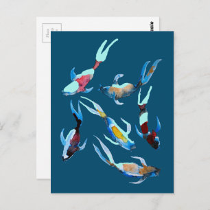 Cartão Postal Aquarela de Peixe Koi