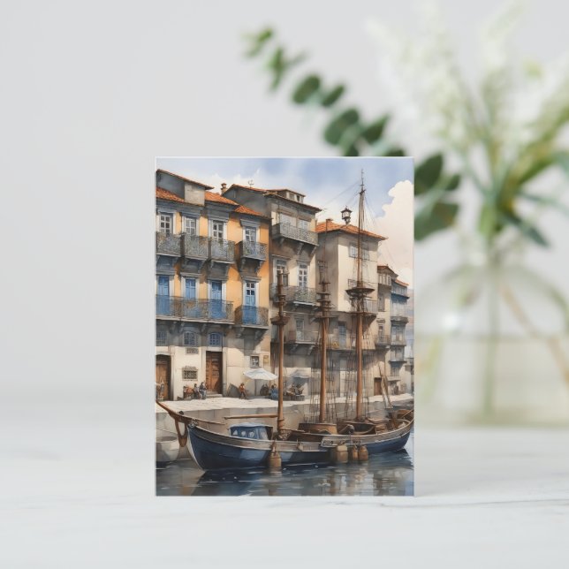 Cartão Postal Aquarela de Porto (Em pé/Frente)