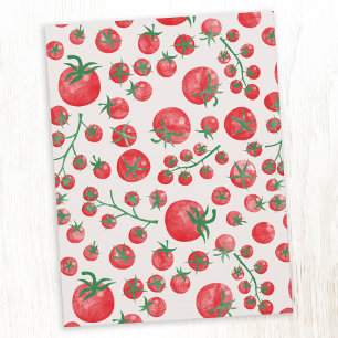 Cartão Postal Aquarela de Tomate Padrão Mediterrâneo de Verão