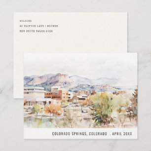 Cartão Postal Aquarela de Viagem Colorado Springs, Colorado