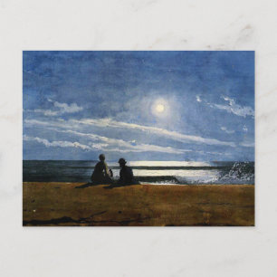 Cartão Postal Aquarela de Winslow Homer, Luar,