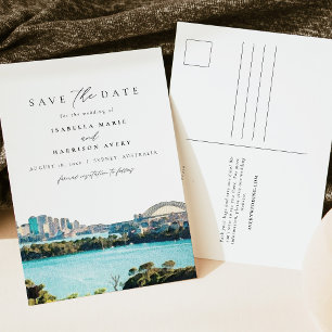 Cartão Postal Aquarela Destino da Silhueta de Sydney Austrália
