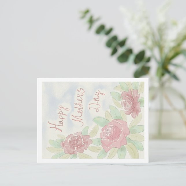 Cartão Postal aquarela dia de as mães (Em pé/Frente)