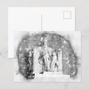 Cartão Postal aquarela do Lincoln Memorial