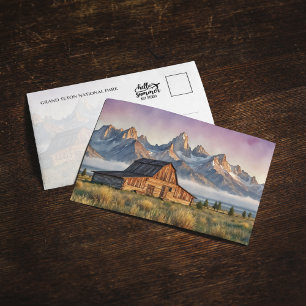 Cartão Postal Aquarela do Parque Nacional Grand Te