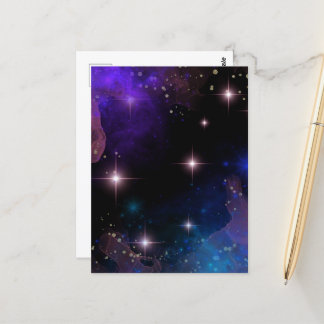 Cartão Postal Aquarela Estrelas Cósmicas Celestiais e Céu