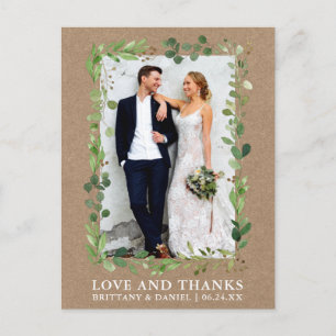 Cartão Postal Aquarela Eucalipto Casamento Amor Obrigado Kraft