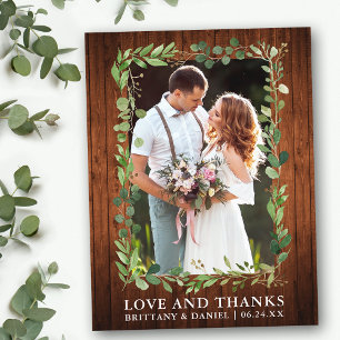 Cartão Postal Aquarela Eucalipto Casamento Amor Obrigado Madeira