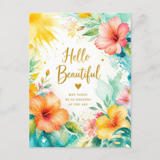 Cartão Postal Aquarela floral de saudação