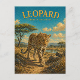 Cartão Postal Aquarela GeoSaga de Madeira de Acácia Leopardo