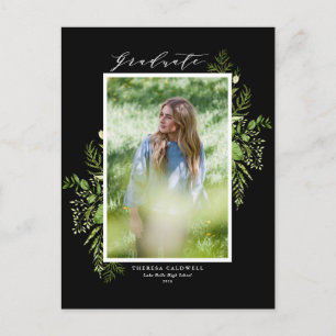 Cartão Postal Aquarela Graduação Verde Selvagem Preto