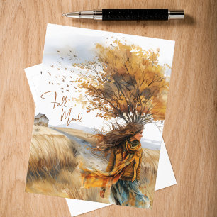 Cartão Postal Aquarela Humor de Outono do Prado Dourado
