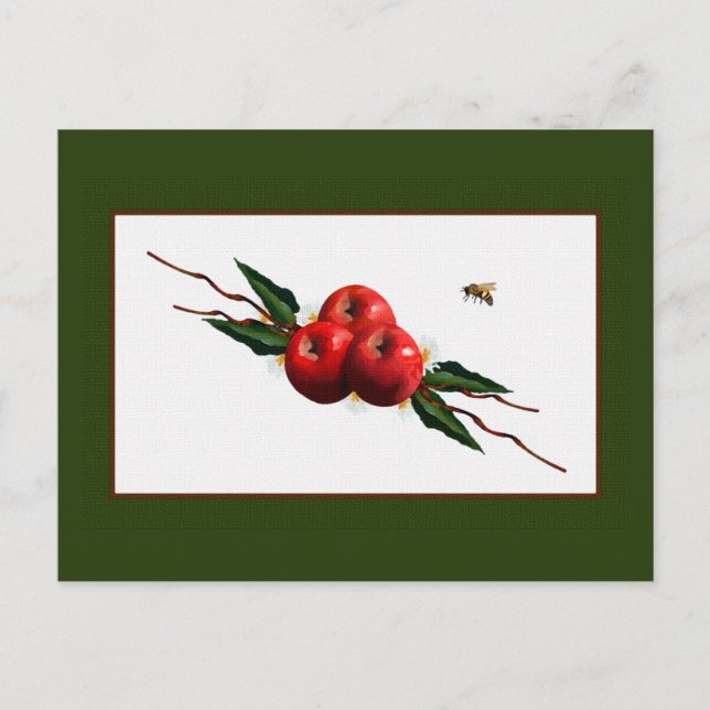 Cartão Postal Aquarela Maçãs Vermelhas (Frente)