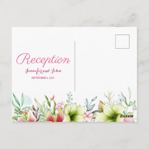 Cartão Postal Aquarela Magenta Vermelha Amaryllis Recepção Flora